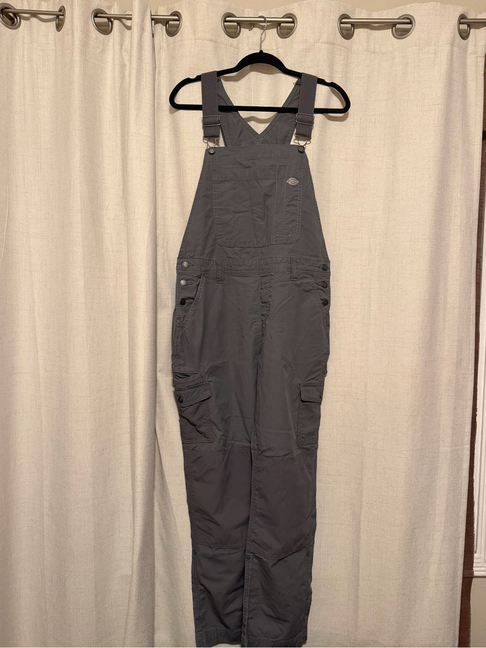 Dickies Women's Dark Gray Utility Overalls with Cargo Pockets